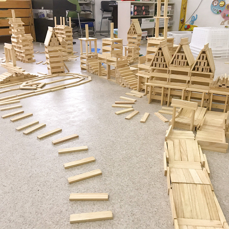 Kids Education Login - Natuurlijke houten stapelblokken, puzzelspeelgoed voor kleuterschool,
