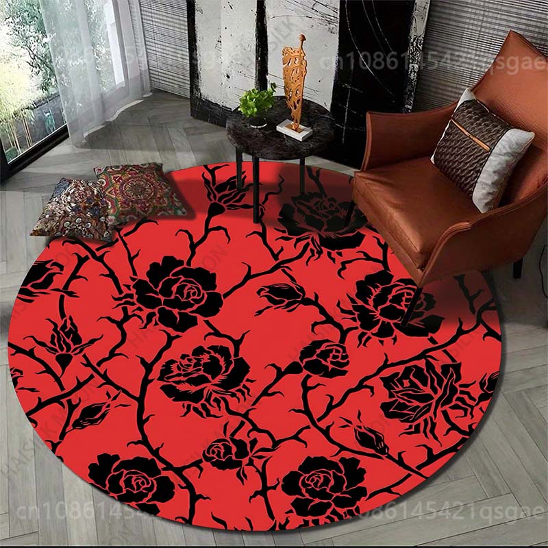 Multiplication Table Mat - Rond tapijt met meerdere zwarte rozen
