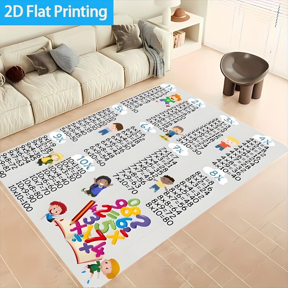 Multiplication Table Mat - 1 stuk kleurrijk vloerkleed met tafelkrikkenprint,