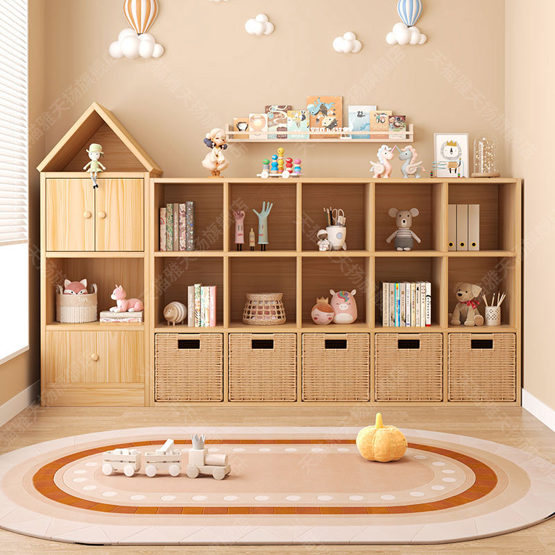 Montessori Shelf Toy - Massief houten boekenkast Kinderkamer Vrij te