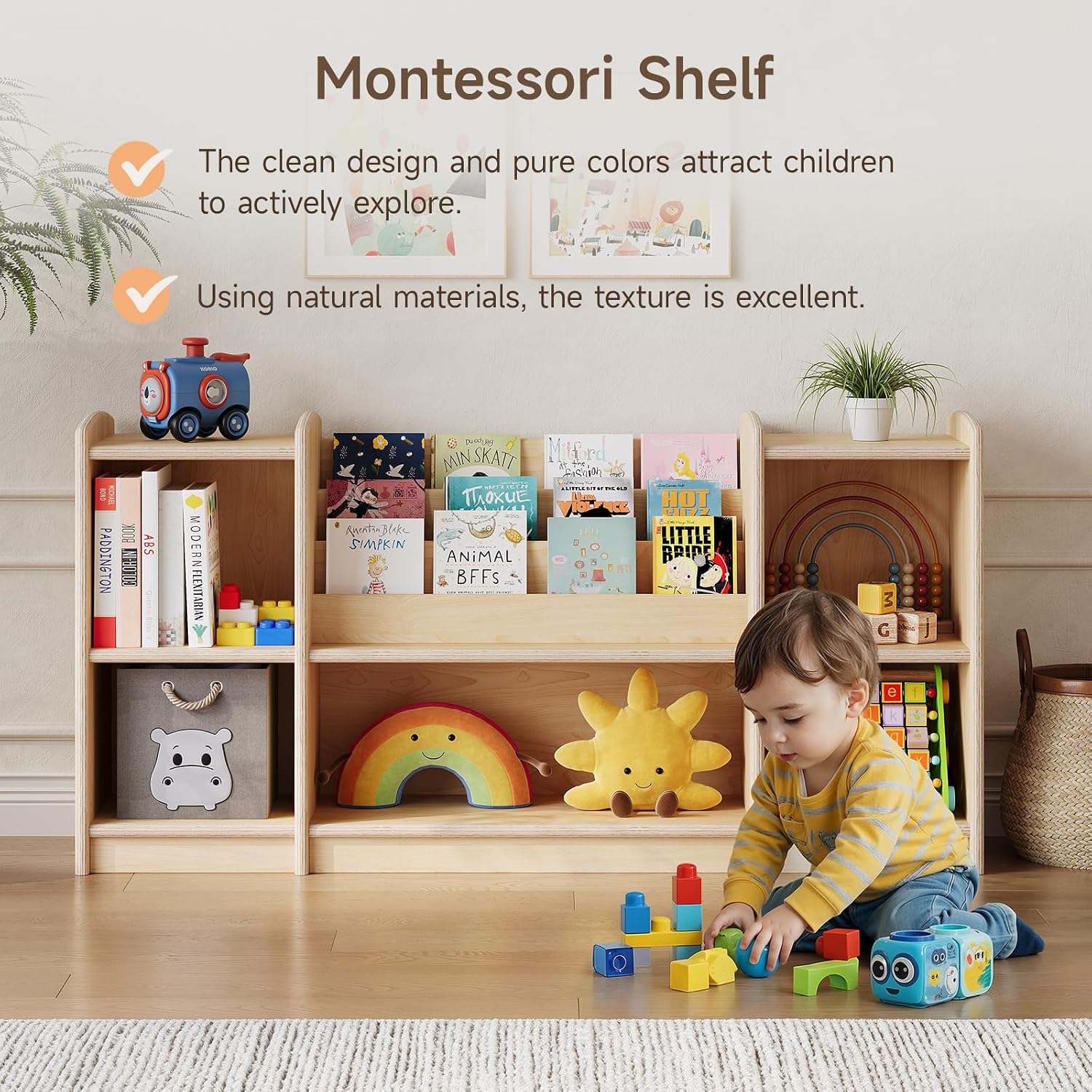 Montessori-opbergrek en speelg - Montessori Shelf Toy recensie en prijs