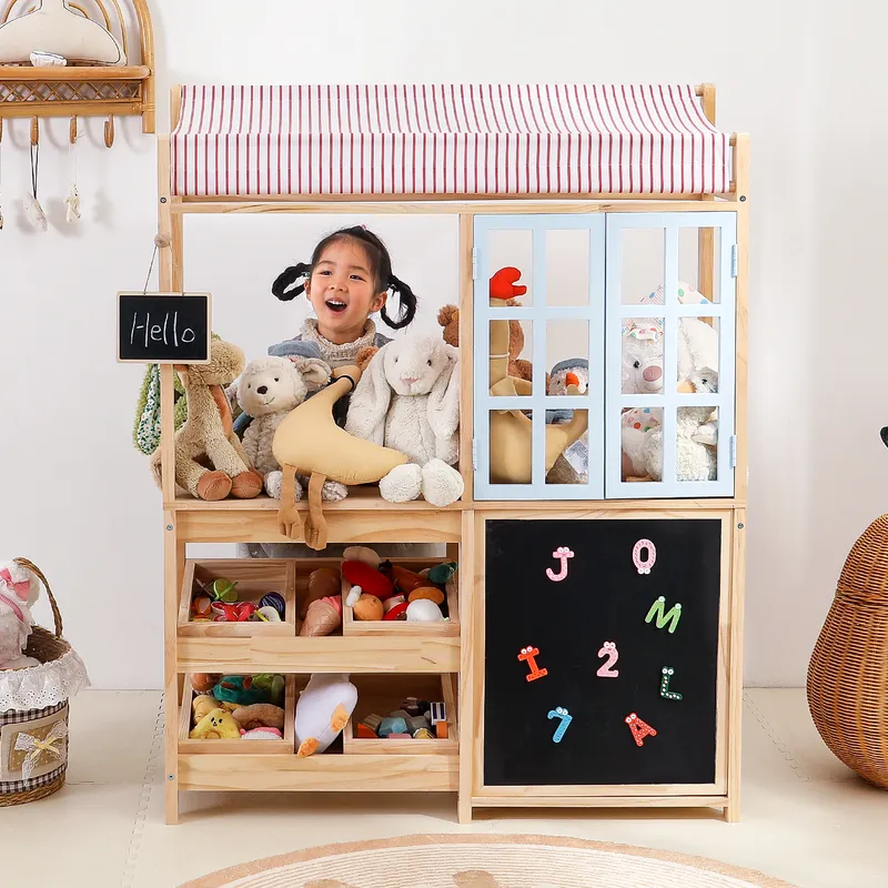 Massief houten speelgoedopberg - Montessori Shelf Toy recensie en prijs