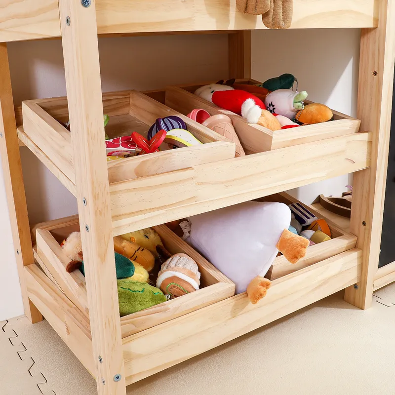 Massief houten speelgoedopberg - Montessori Shelf Toy recensie en prijs